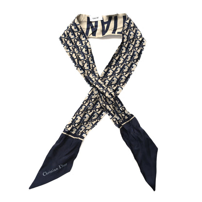Christian Dior Silk Oblique Mitzah Scarf Blue 1 of 3