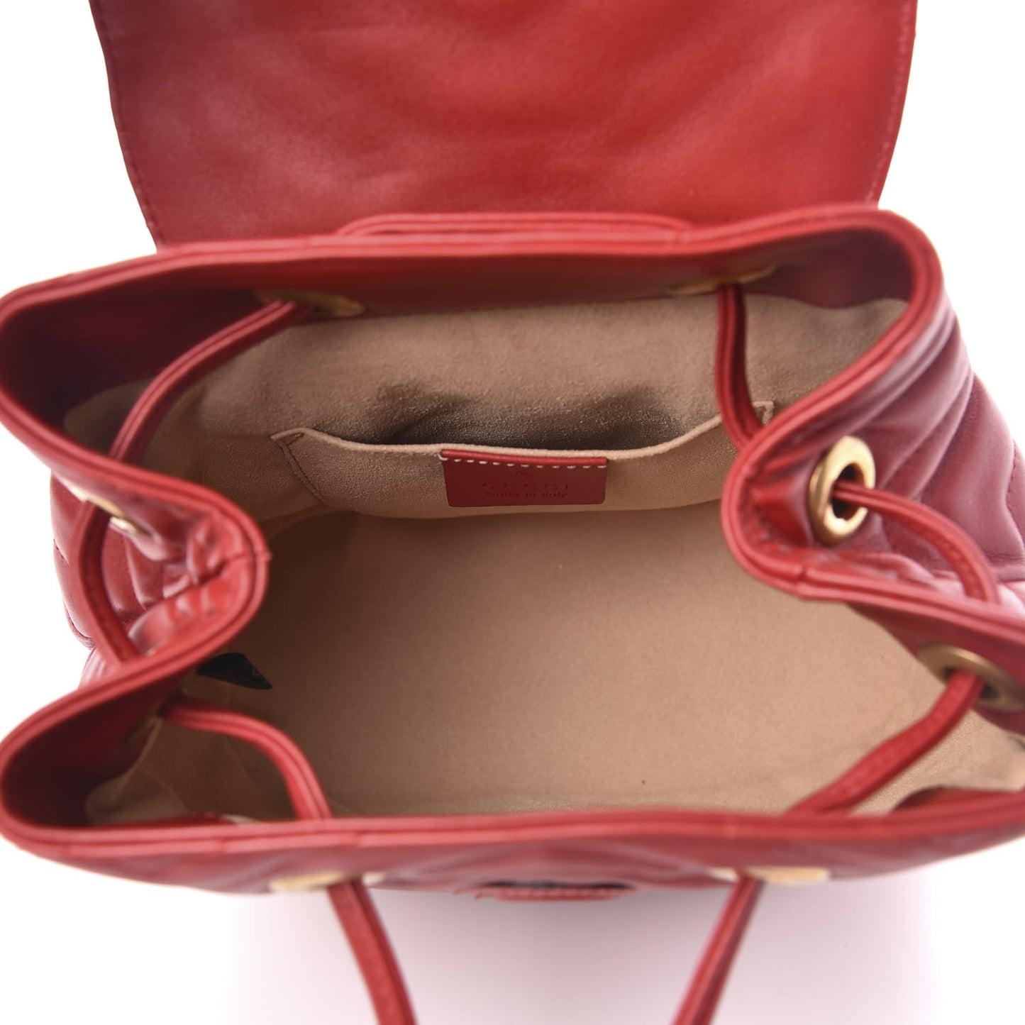 Calfskin Matelasse GG Marmont Flap Backpack Hibiscus Red