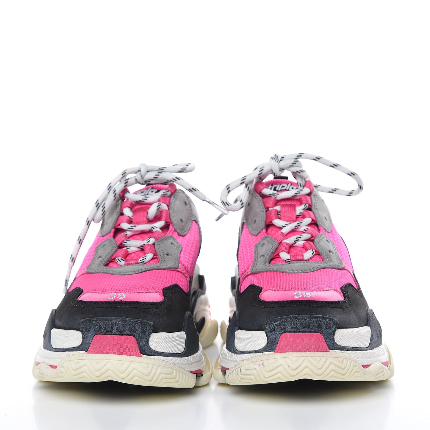 Fabric Mesh Womens Triple S Sneakers 39 Fluo Pink Grey White