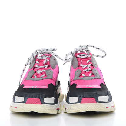 Balenciaga Fabric Mesh Womens Triple S Sneakers 39 Fluo Pink Grey White 2 of 8