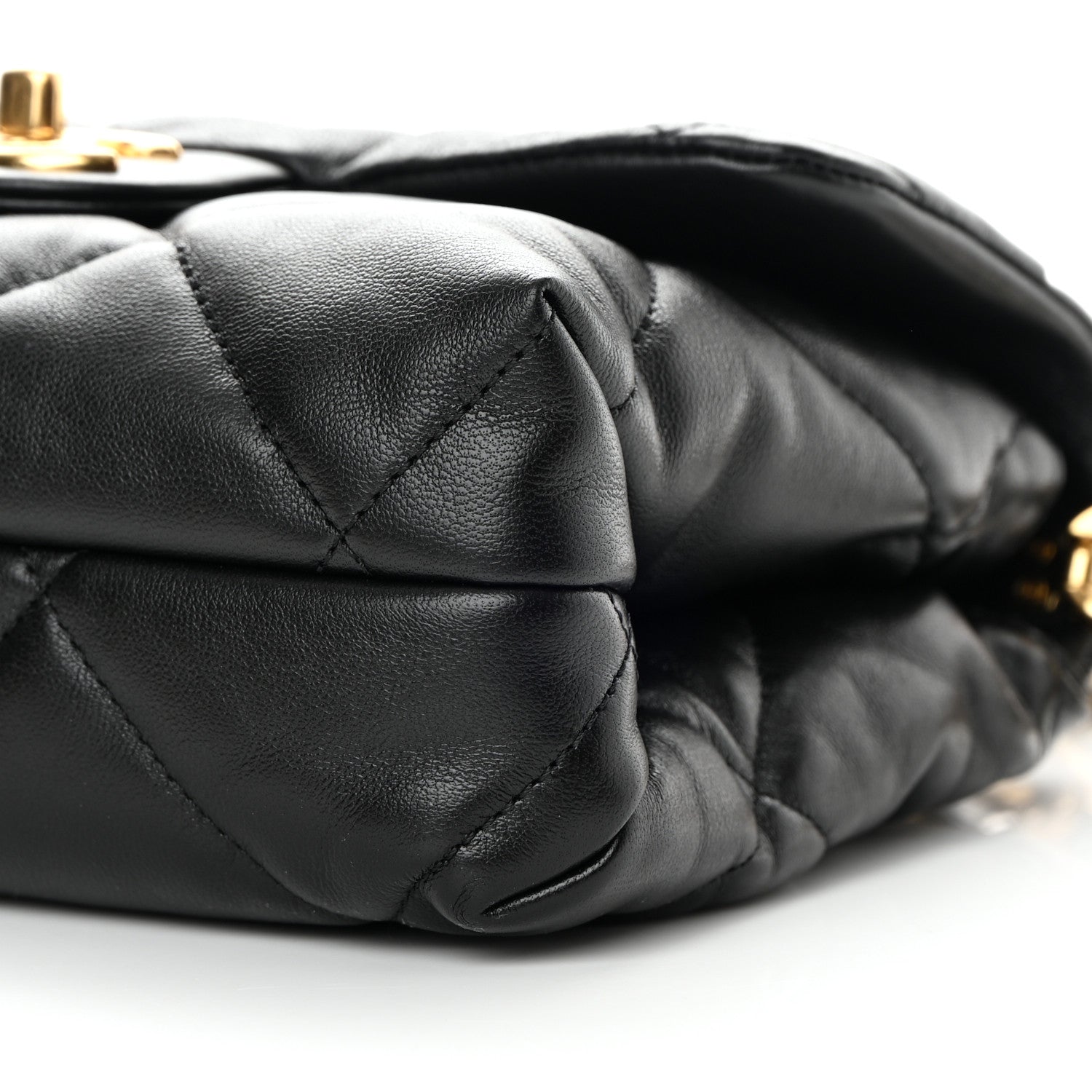 Chanel Lambskin Quilted Small Chain Top Handle Flap Black 10 of 11