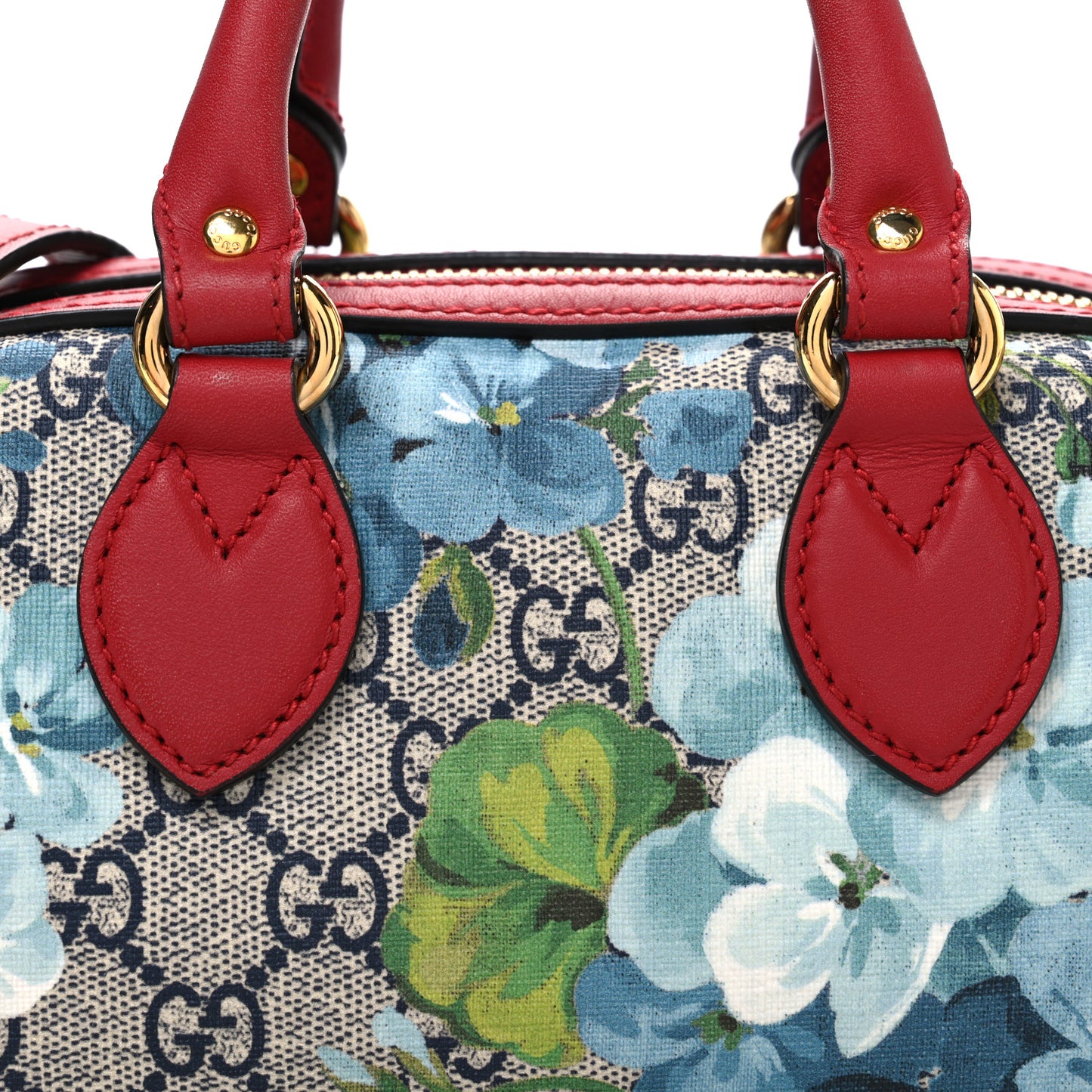 GG Supreme Monogram Blooms Mini Boston Navy Blue Hibiscus