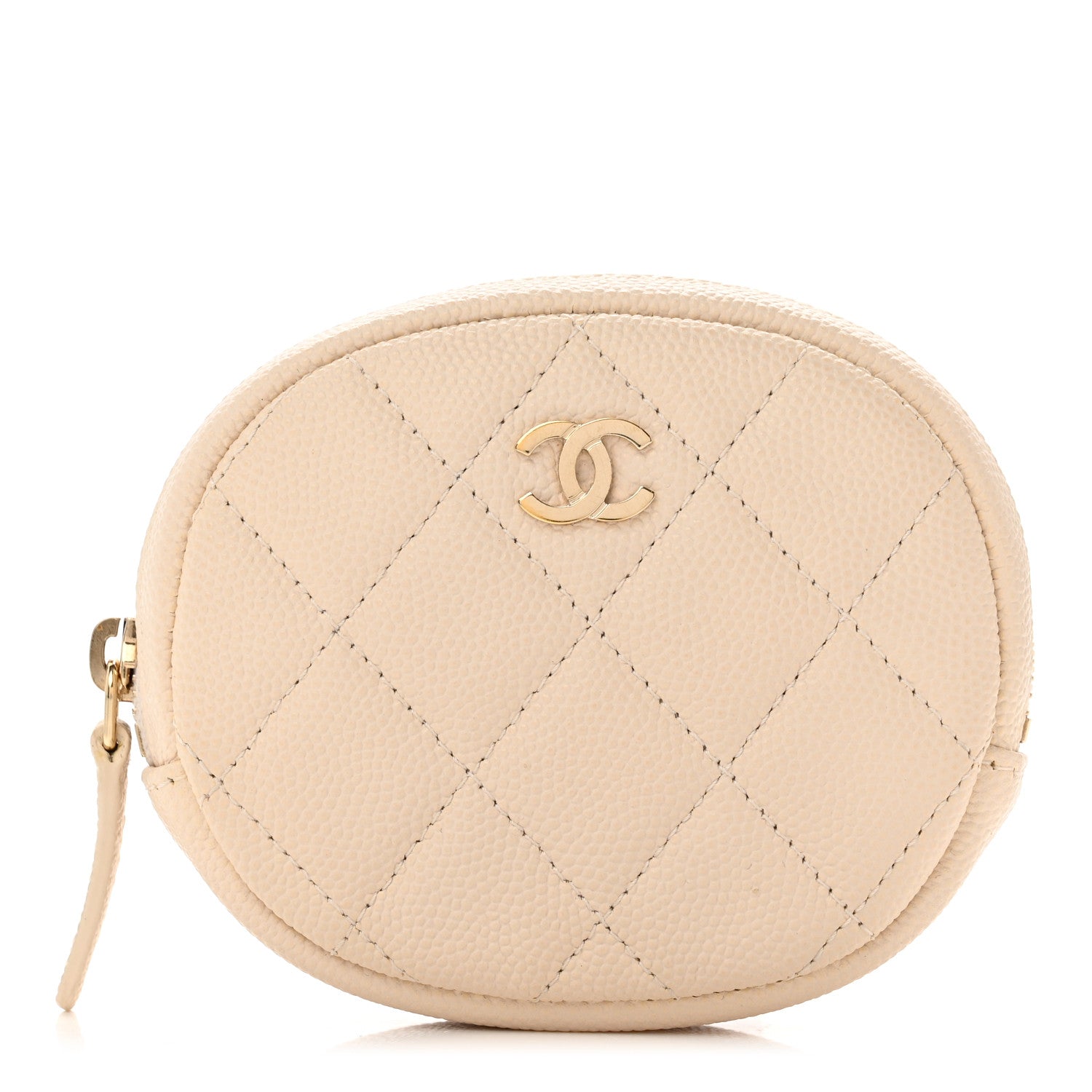 Chanel Caviar Quilted Zip Around Classic Coin Purse Light Beige 1 of 7