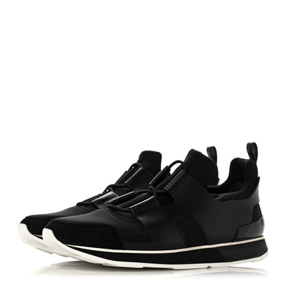 Hermes Technical Canvas Calfskin Goatskin Mens Player Sneakers 41 Black 3 of 10