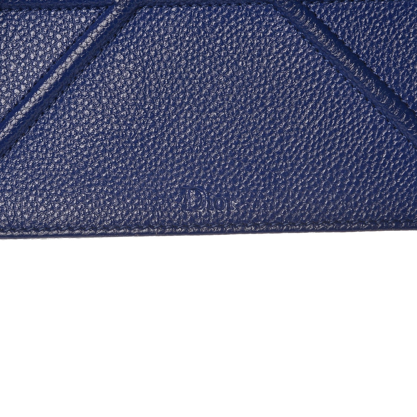 Grained Calfskin Diorama Wallet on Chain Pouch Blue