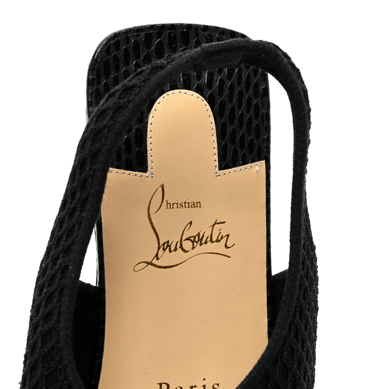 Christian Louboutin Calfskin Mesh Snakeskin Embossed Georgette Flats 37 Black 7 of 7