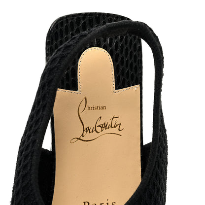 Christian Louboutin Calfskin Mesh Snakeskin Embossed Georgette Flats 37 Black 7 of 7