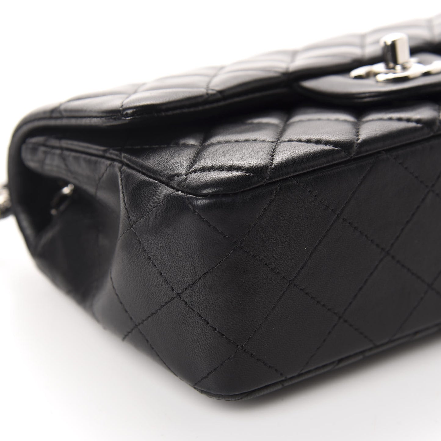 Lambskin Quilted Mini Rectangular Flap Black