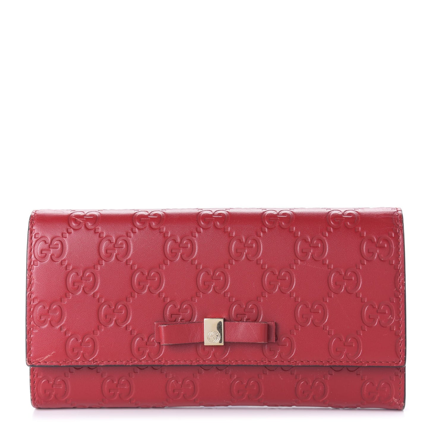 Guccissima Bow Continental Wallet Hibiscus Red