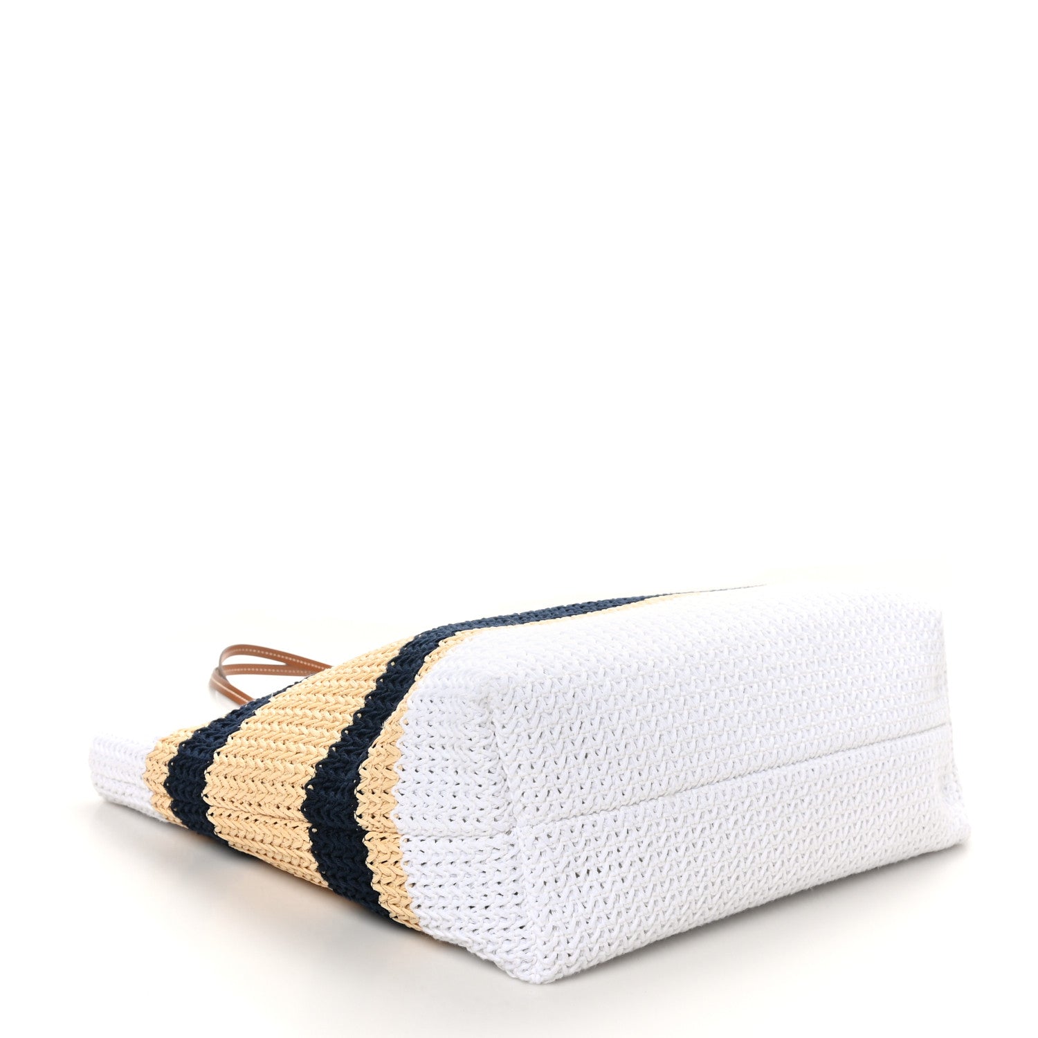Miu Miu Raffia Crochet Stripe Tote Bag Naturale White 4 of 9