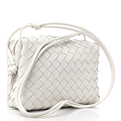 Bottega Veneta Patent Calfskin Intrecciato Small Loop Camera Bag White 3 of 10