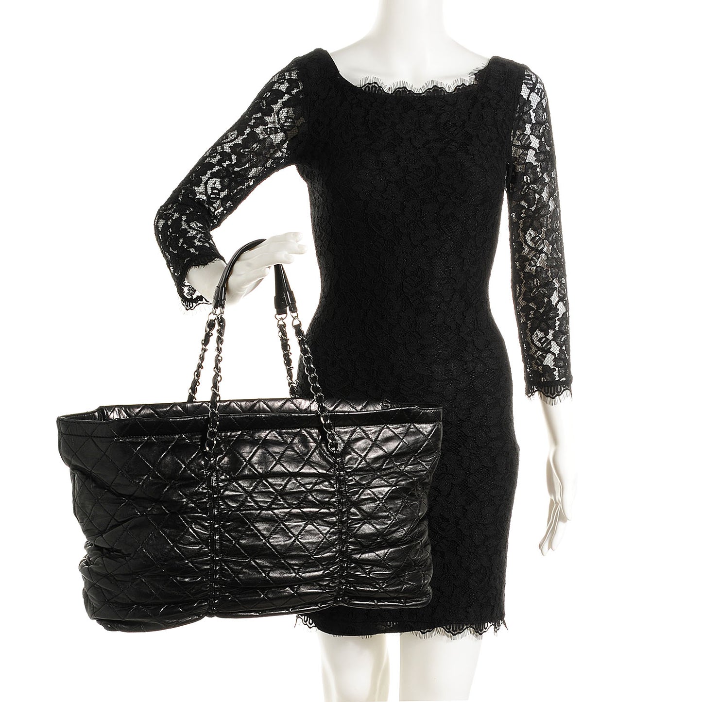 Lambskin East West Sharpei Shopping Tote Black
