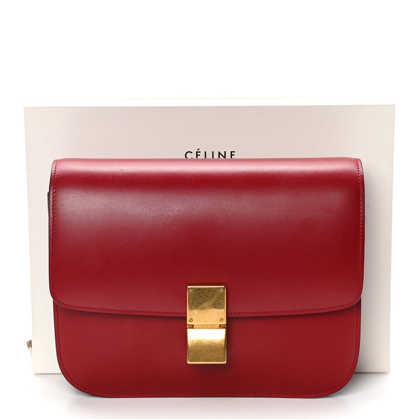 Box Calfskin Medium Classic Box Flap Bag Red