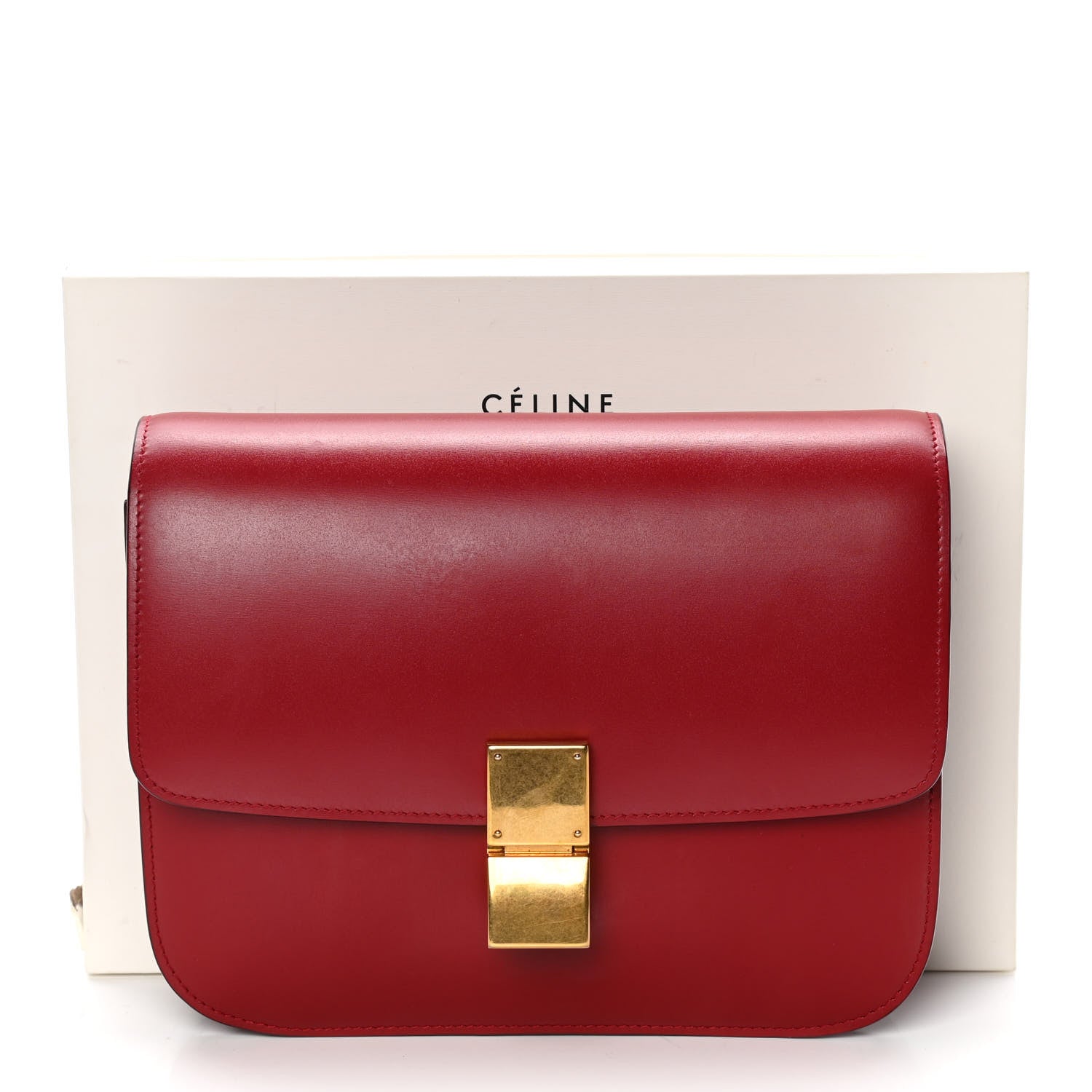 Celine Box Calfskin Medium Classic Box Flap Bag Red 11 of 11