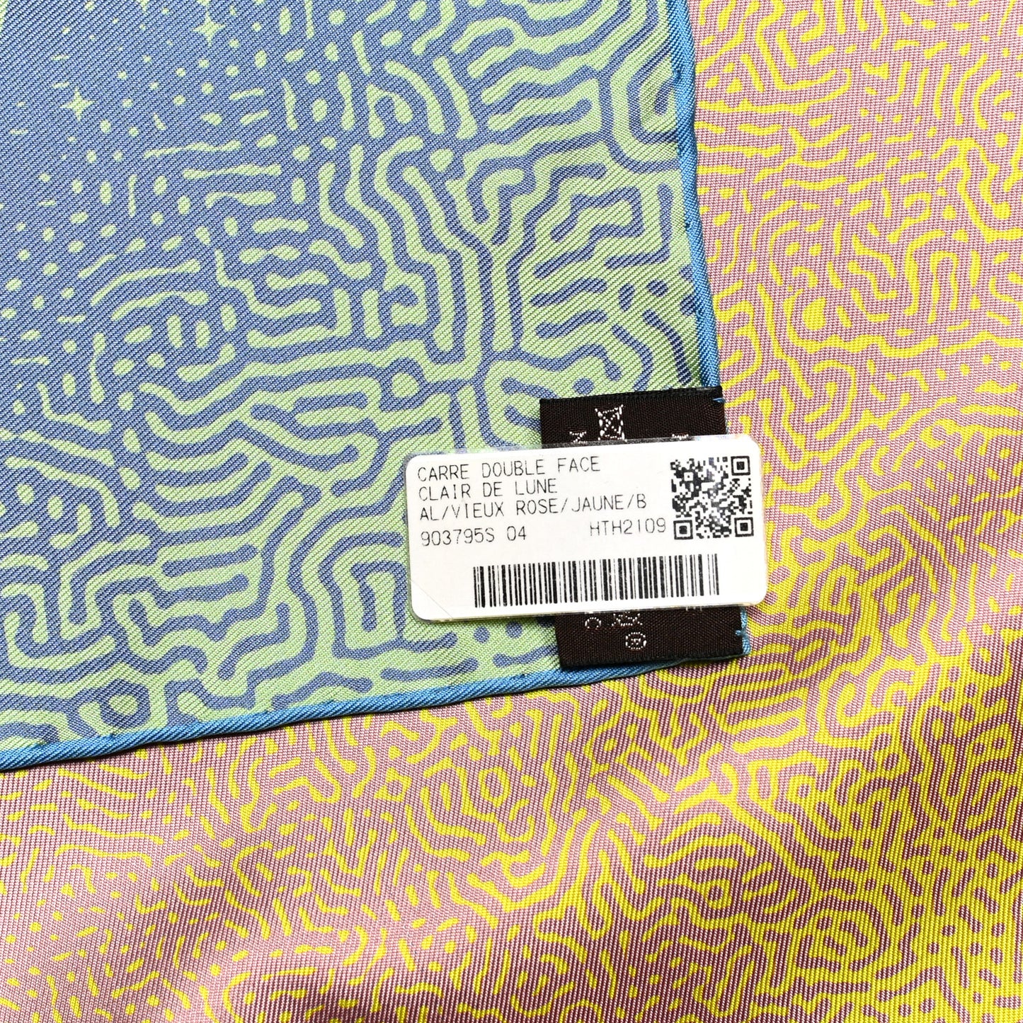 Silk Double Face Clair De Lune Scarf 90 Vieux Rose Jaune
