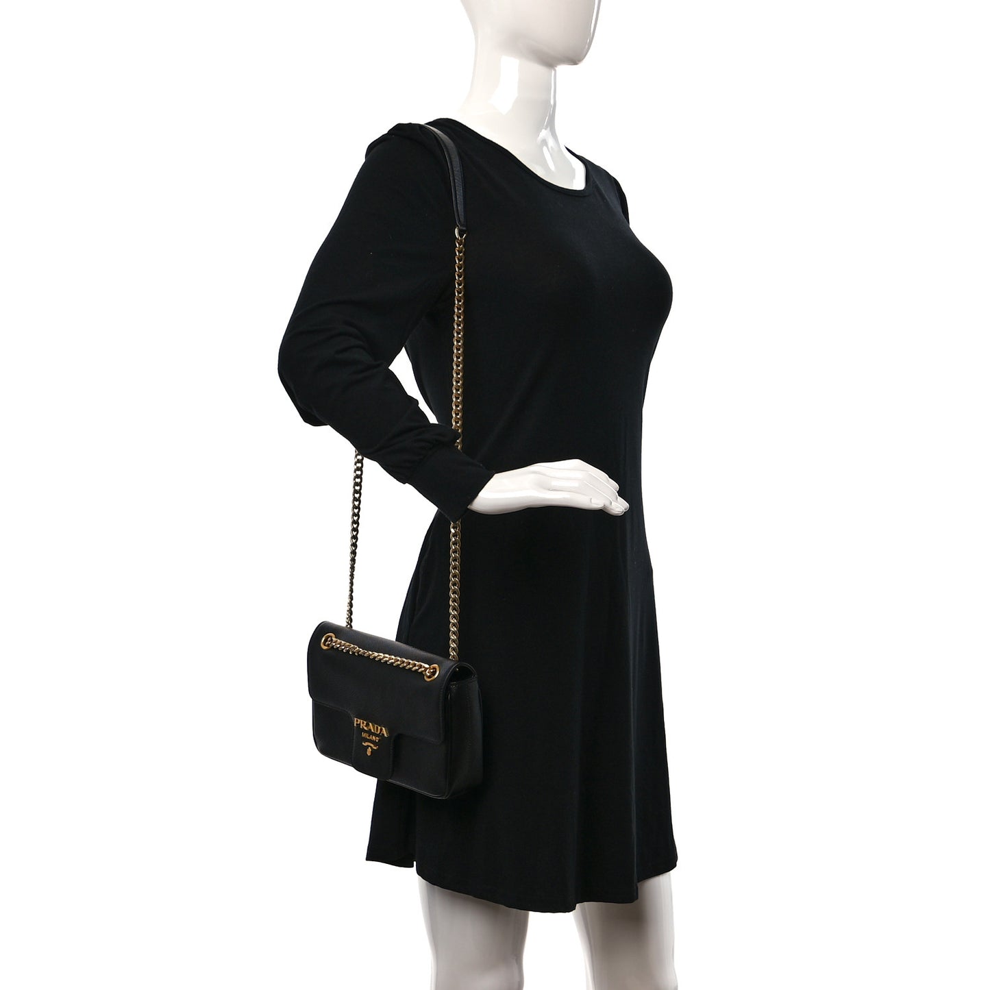 Saffiano Flap Shoulder Bag Black