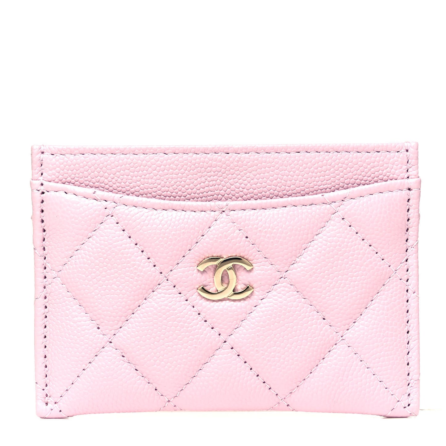 Caviar Quilted Card Holder Light Pink