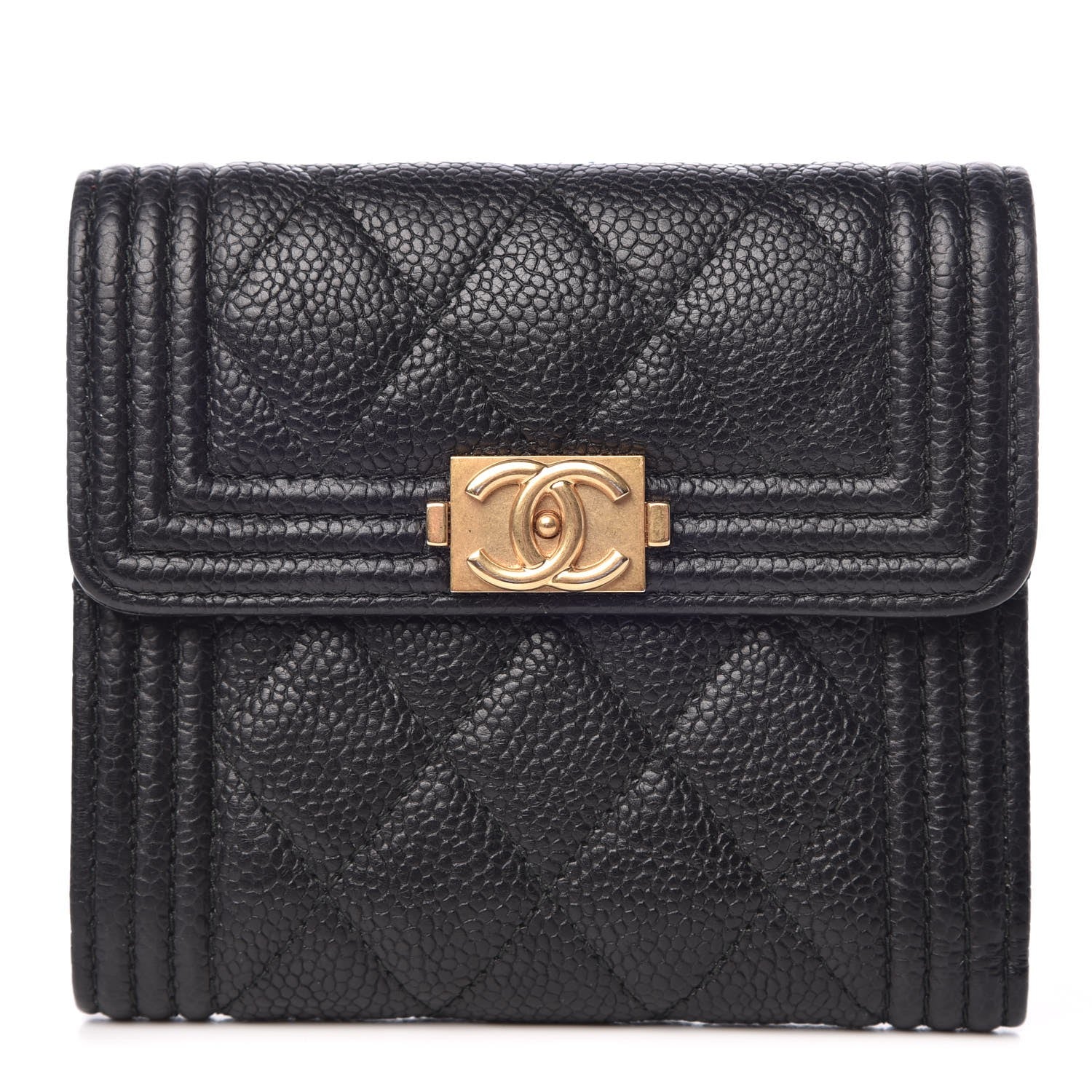 Chanel Caviar Quilted Compact Boy Wallet Black 1 of 10