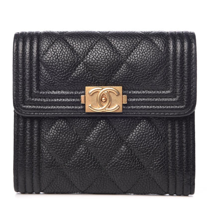 Chanel Caviar Quilted Compact Boy Wallet Black 1 of 10