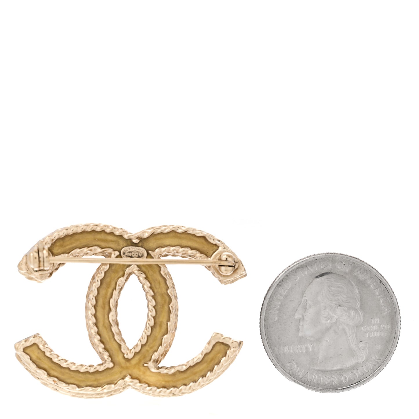 Crystal CC Brooch Pin Light Gold