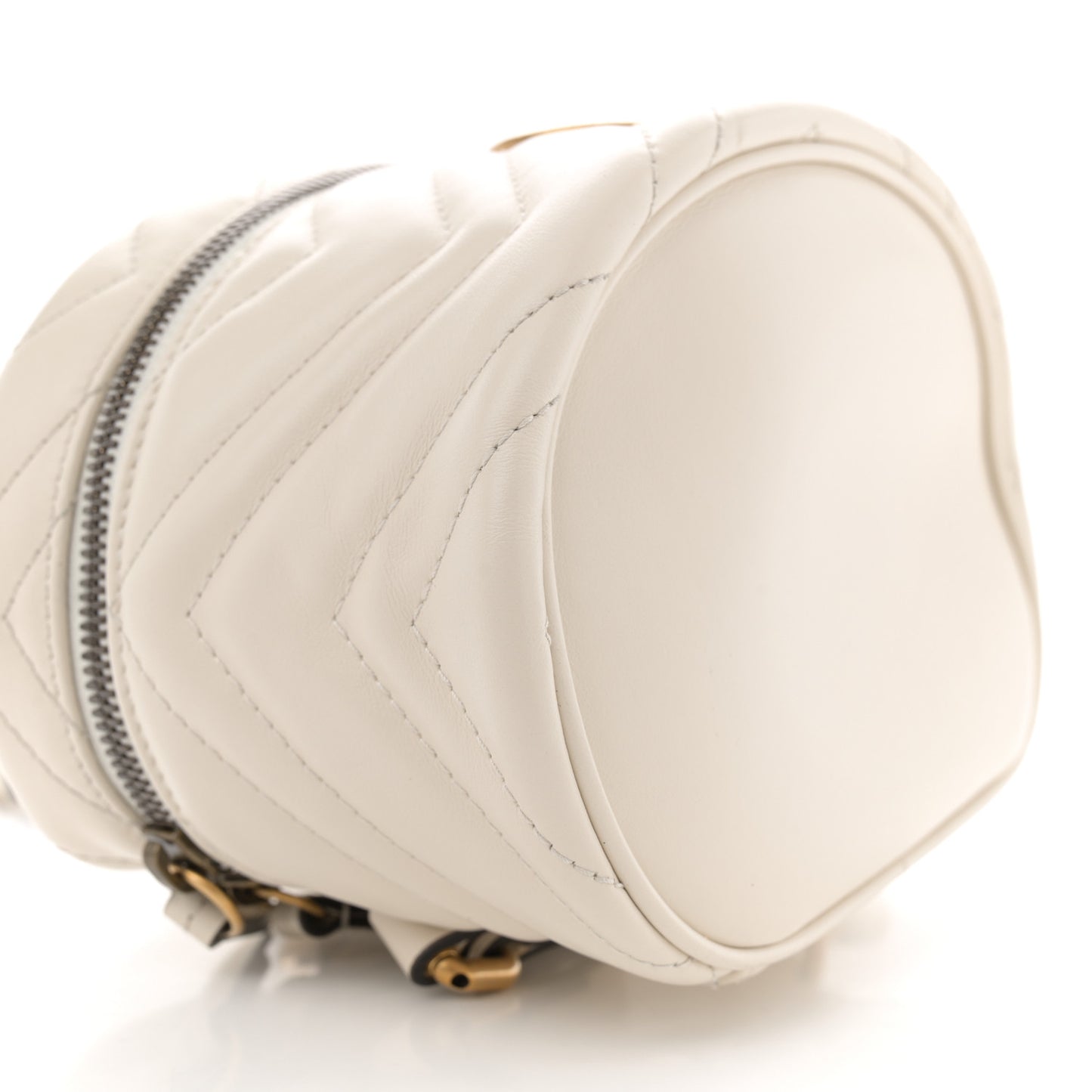 Calfskin Matelasse Mini GG Marmont Round Backpack White