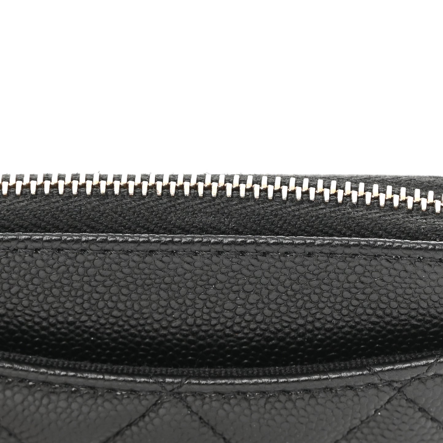 Caviar Quilted Zip Card Holder Wallet Black