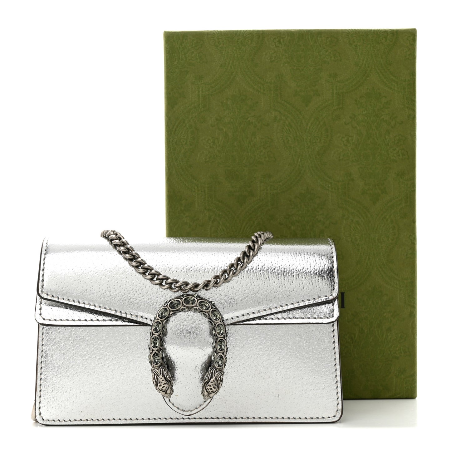 Metallic Calfskin Super Mini Dionysus Shoulder Bag Silver