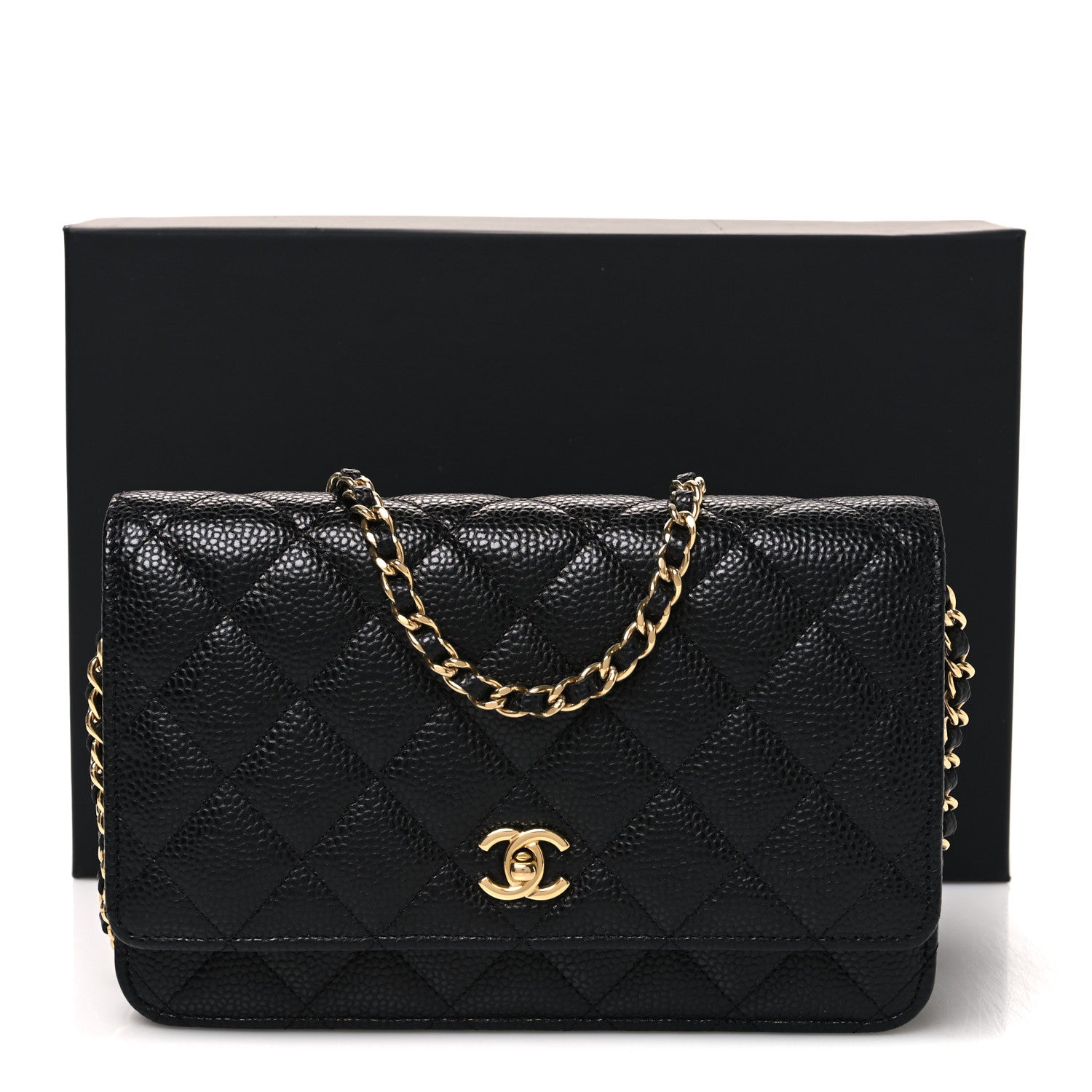 Chanel Caviar Quilted CC Turnlock Wallet On Chain WOC Black 12 of 12