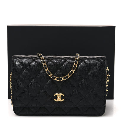 Chanel Caviar Quilted CC Turnlock Wallet On Chain WOC Black 12 of 12