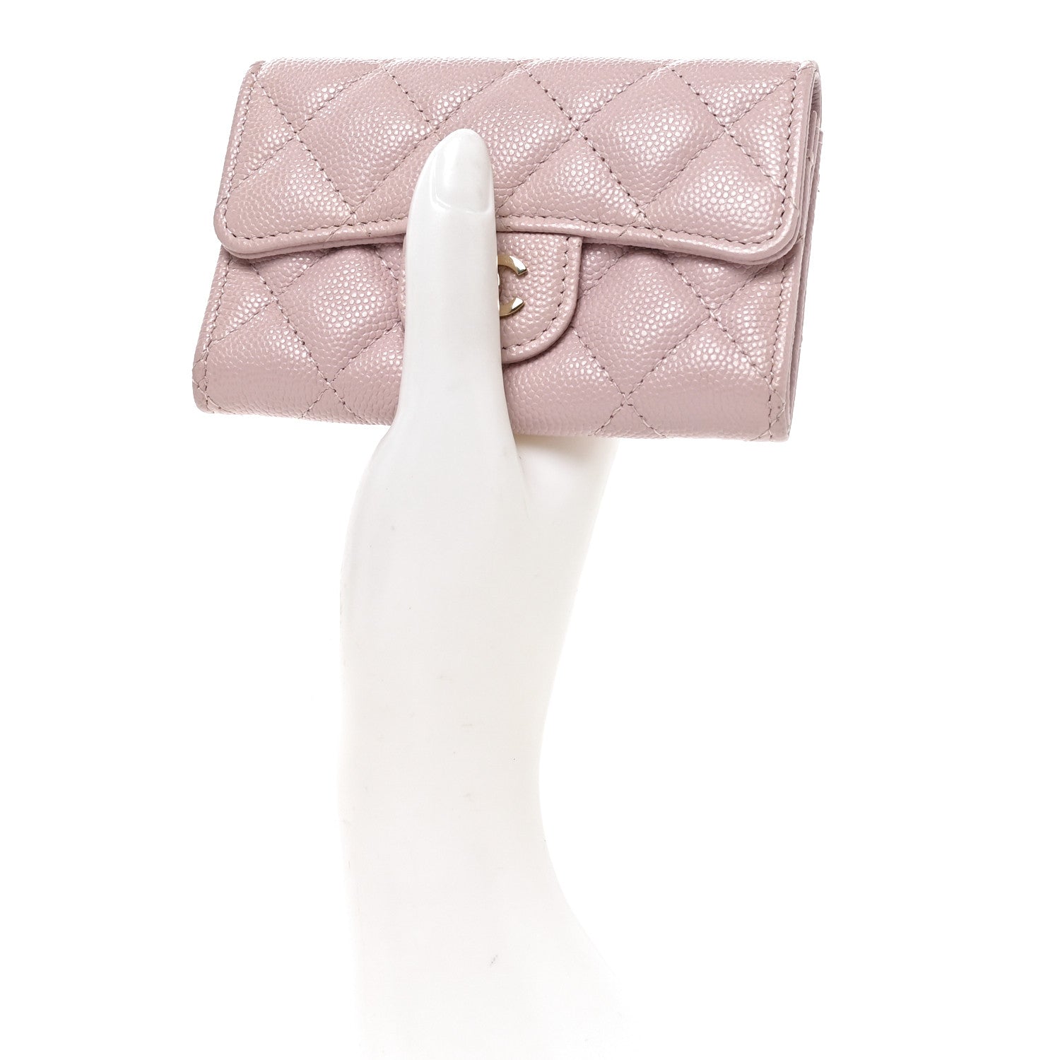 Chanel Caviar Quilted Flap Card Holder Wallet Light Pink 2 of 8