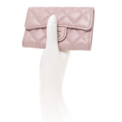 Chanel Caviar Quilted Flap Card Holder Wallet Light Pink 2 of 8
