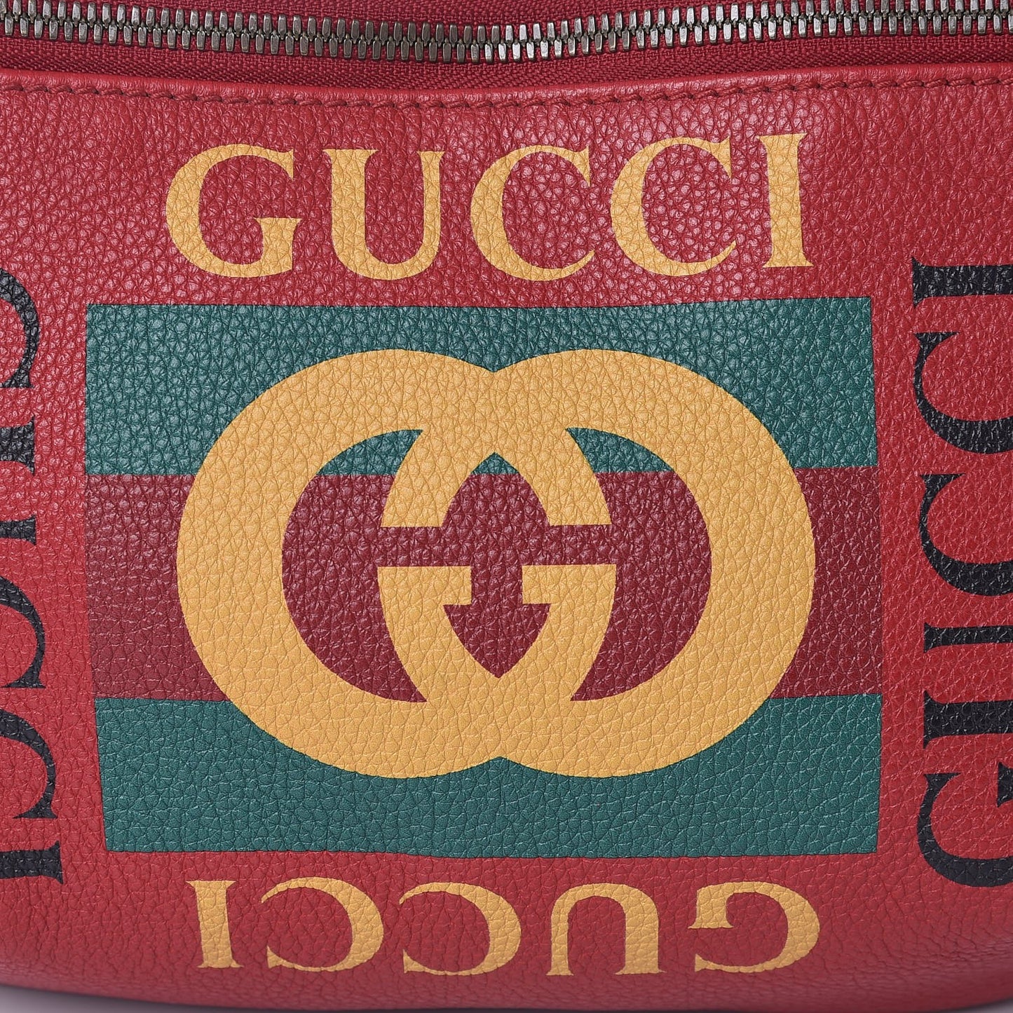 Grained Calfskin Logo Belt Bag Hibiscus Red