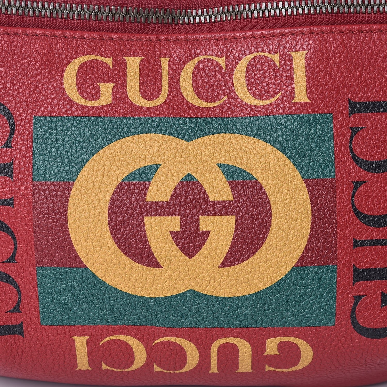 Gucci Grained Calfskin Logo Belt Bag Hibiscus Red 10 of 10
