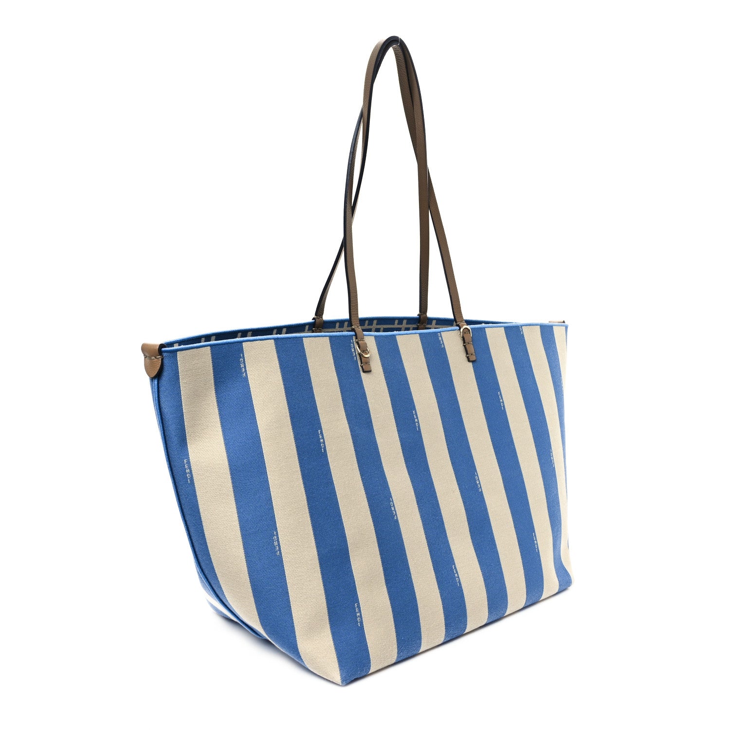 Fendi Pequin Vitello Reversible Large Shopping Tote Blue 3 of 17