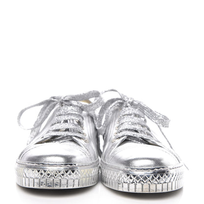 Chanel Laminated Lambskin Sneakers 39 Silver 2 of 10