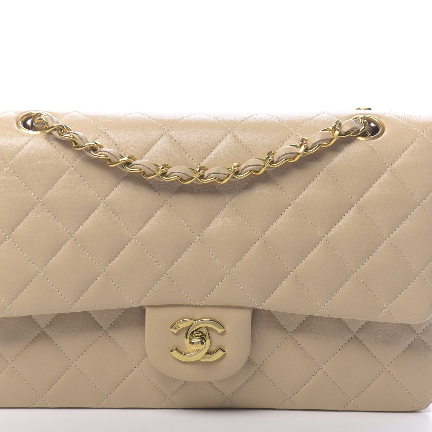Chanel Lambskin Quilted Medium Double Flap Beige 13 of 13