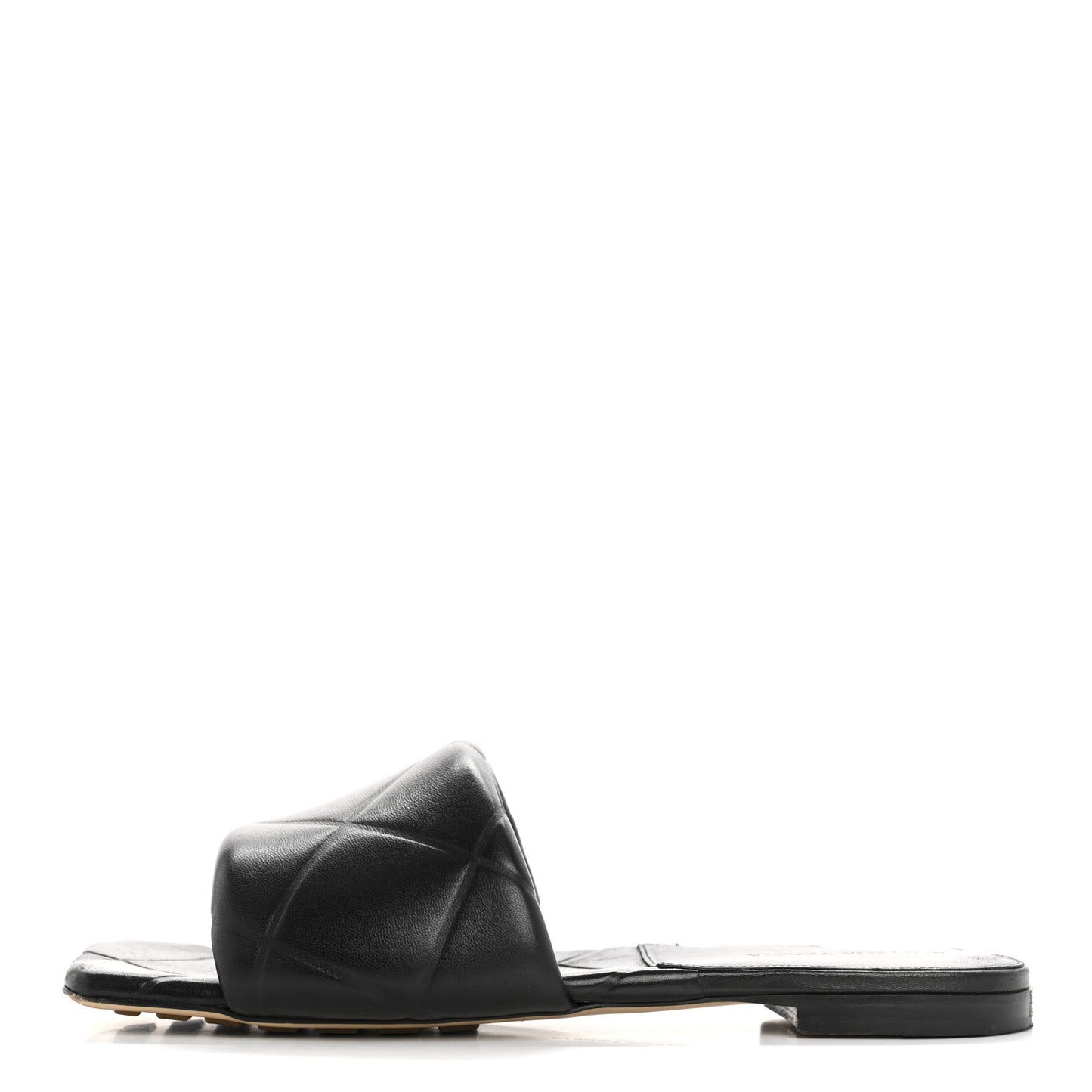 Nappa Quilted Rubber Lido Flat Sandals 40 Black