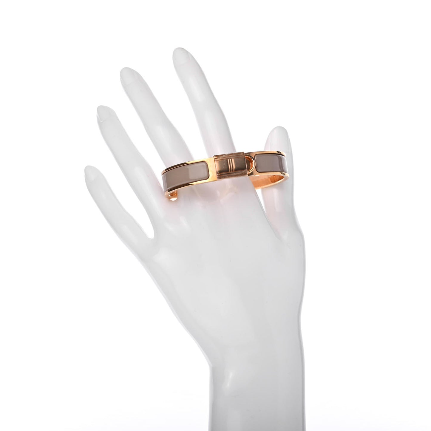 Enamel Narrow Clic Cadenas Bracelet PM Marron Glace