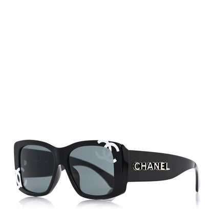 Chanel Acetate CC Logo Square Sunglasses 71472 Black 1 of 8