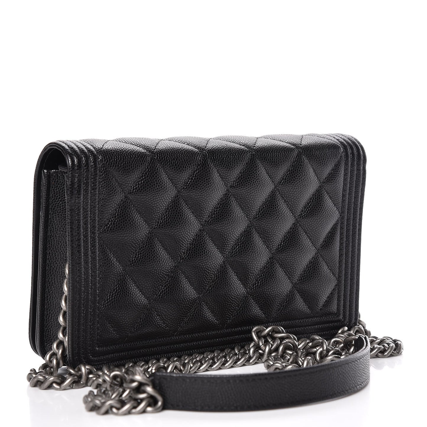 Caviar Quilted Boy Wallet On Chain WOC Black