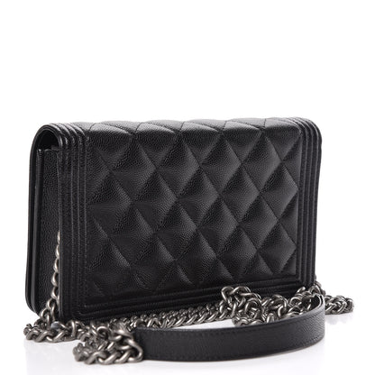 Chanel Caviar Quilted Boy Wallet On Chain WOC Black 3 of 12