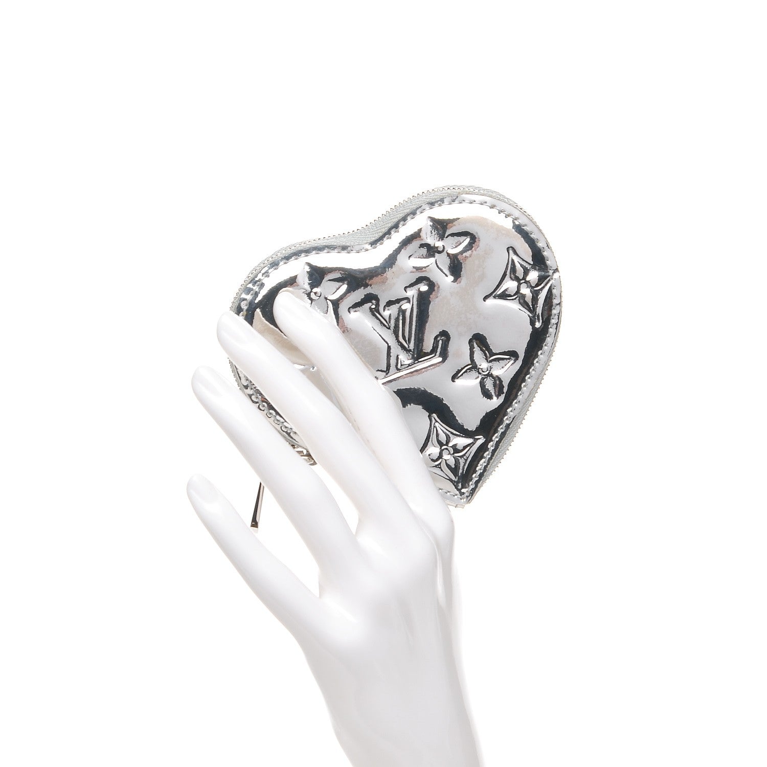 Louis Vuitton Monogram Miroir Heart Coin Purse Silver 2 of 8