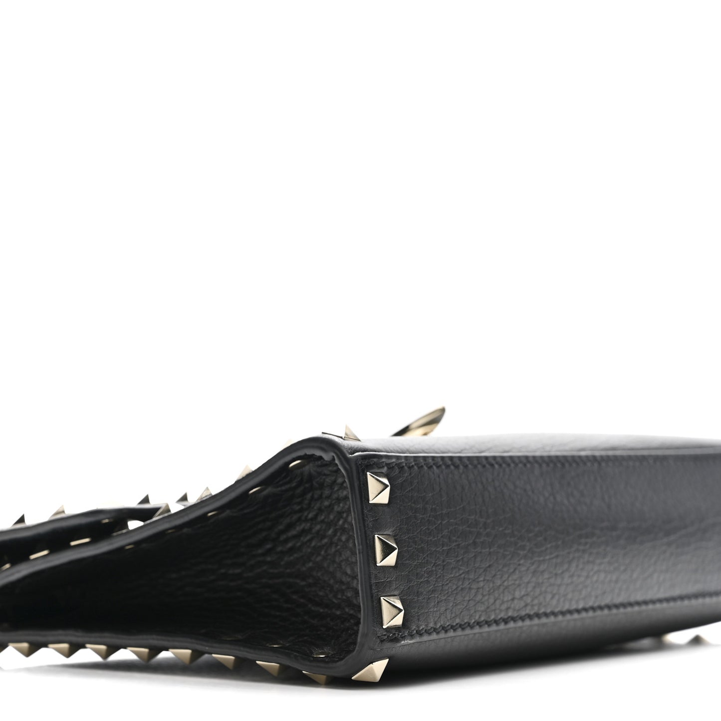 Pebbled Calfskin Medium Rockstud Flip Lock Crossbody Bag Black