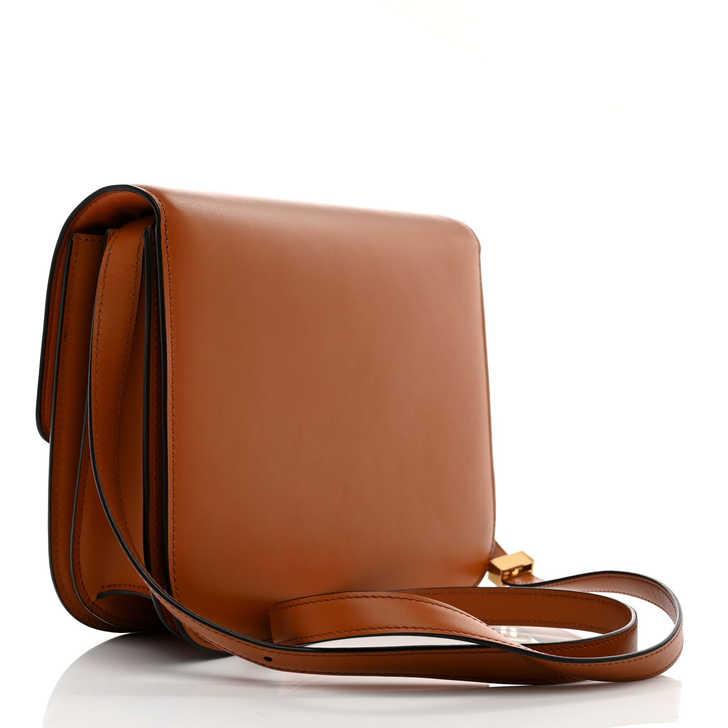 Box Calfskin Medium Classic Box Flap Bag Tawny