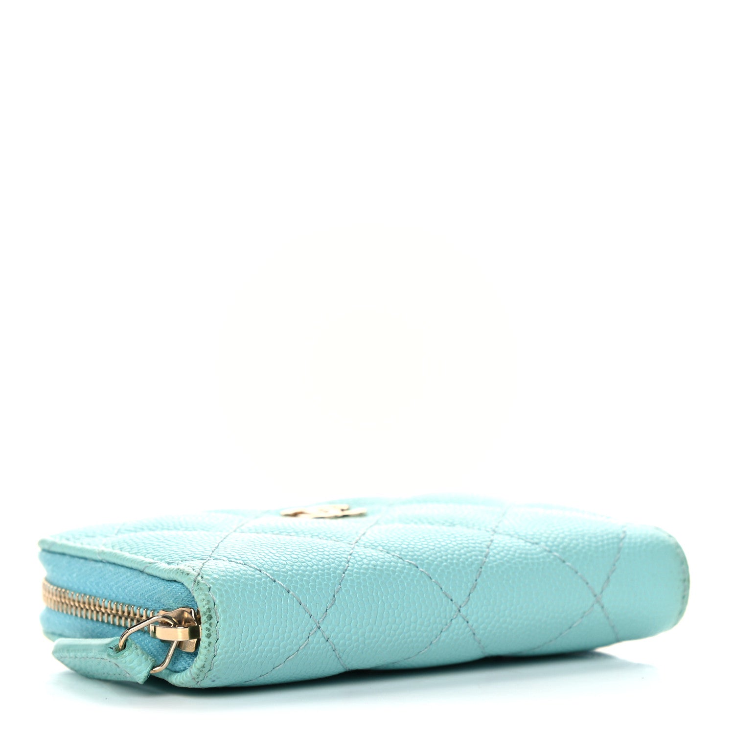 Chanel Caviar Quilted Zip Coin Purse Light Blue 4 of 19