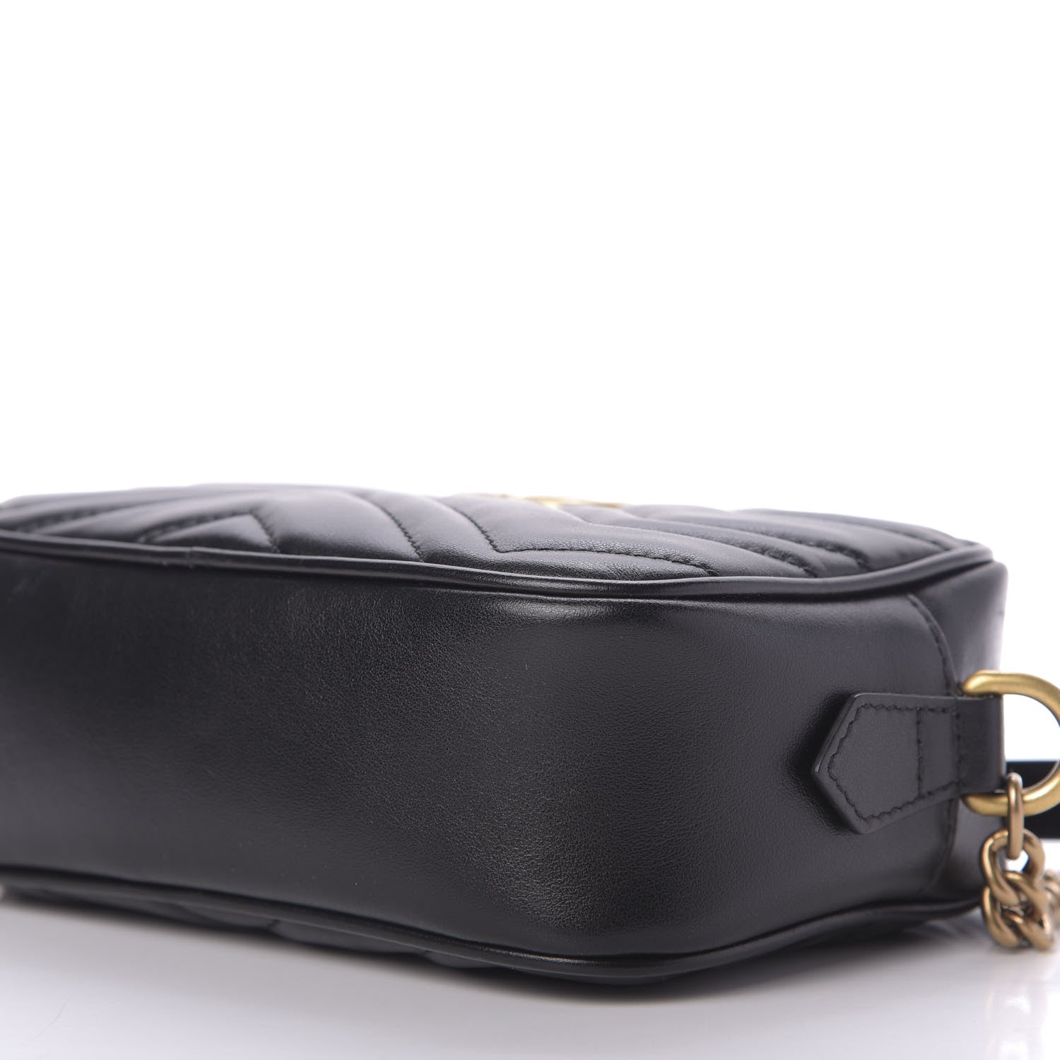 Gucci Calfskin Matelasse Mini GG Marmont Chain Shoulder Bag Black 7 of 10