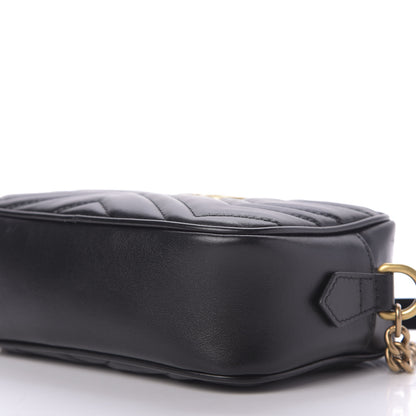 Gucci Calfskin Matelasse Mini GG Marmont Chain Shoulder Bag Black 7 of 10