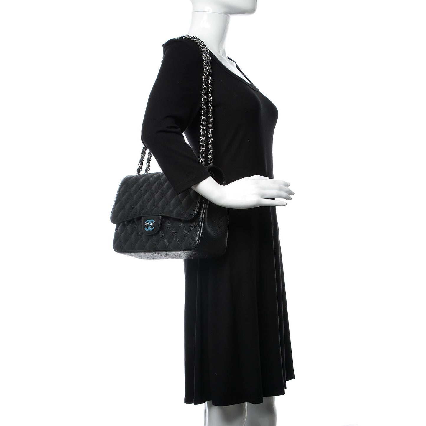 Caviar Quilted Jumbo Double Flap Black