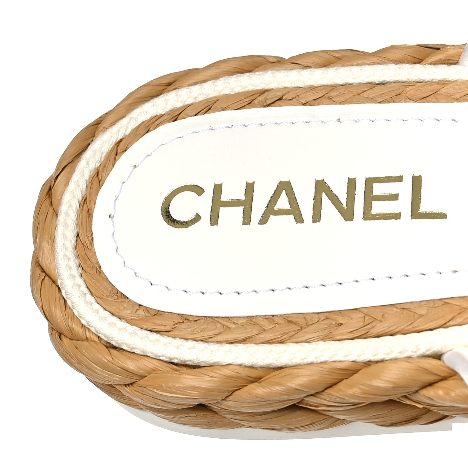 Chanel Terry Cloth Raffia CC Logo Thong Sandals 40.5 White 7 of 8