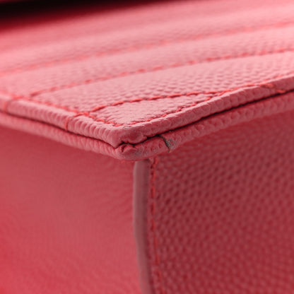 Saint Laurent Grain De Poudre Matelasse Chevron Monogram Envelope Chain Wallet New Red 13 of 13